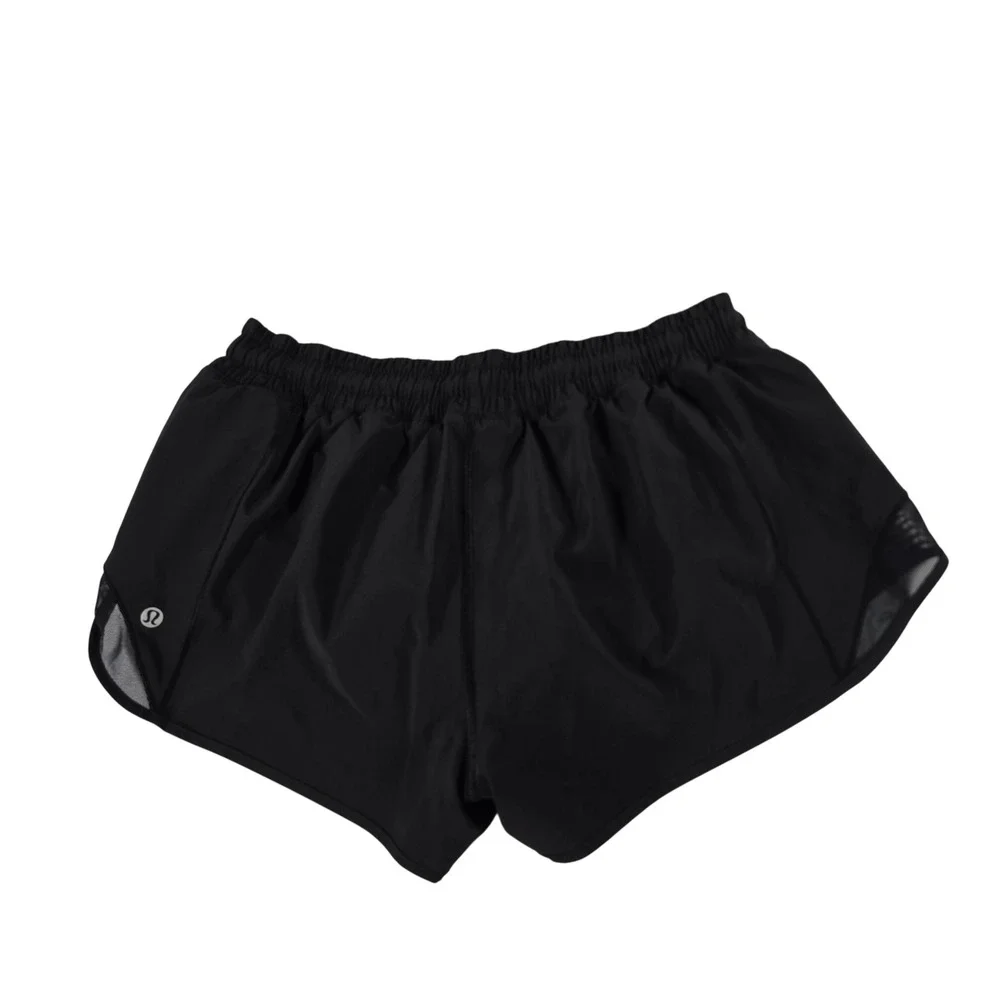 Lululemon Hotty Hot Short II Black Mesh Running Shorts Womens 10 LW7ARKR